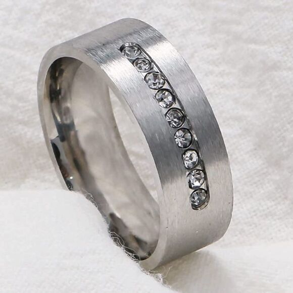Men’s Strong Studded Titanium Band Ring Matte Finish Comfort Ring - Picture 1 of 8